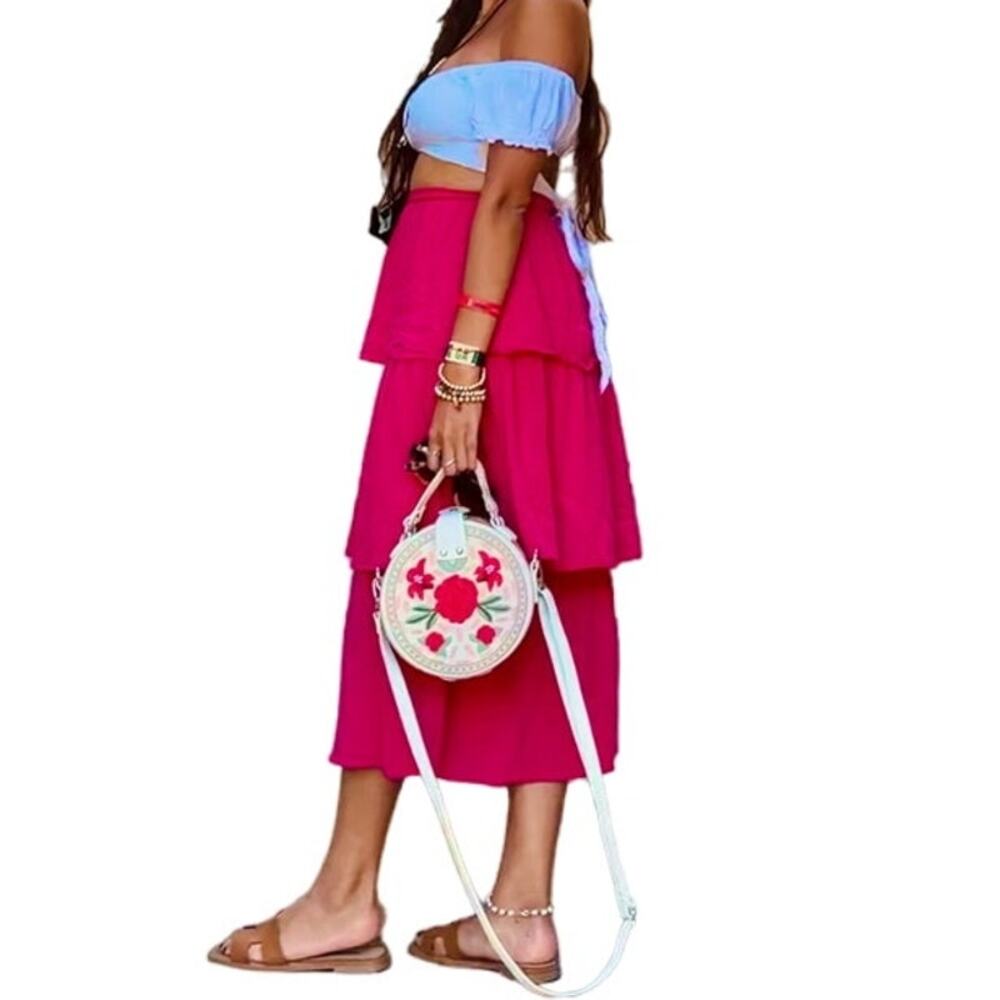 Vibrant Pink Long Flowy Skirt - Beach to Street Chic - Size 0